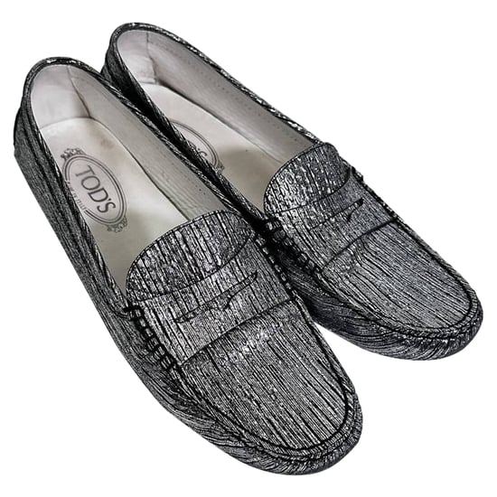 Tod's Metallic Accent Instapschoenen in Zilveren Leer - Image 6