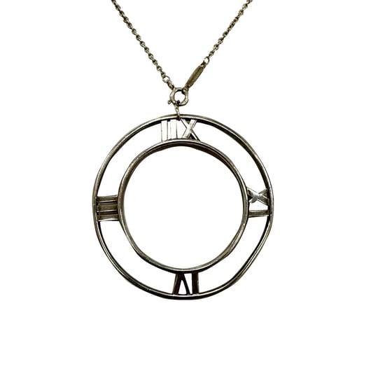 Tiffany & Co. Atlas Romeinse Cijfers Ronde Hanger Ketting in Sterling Zilver Metaal - Image 1