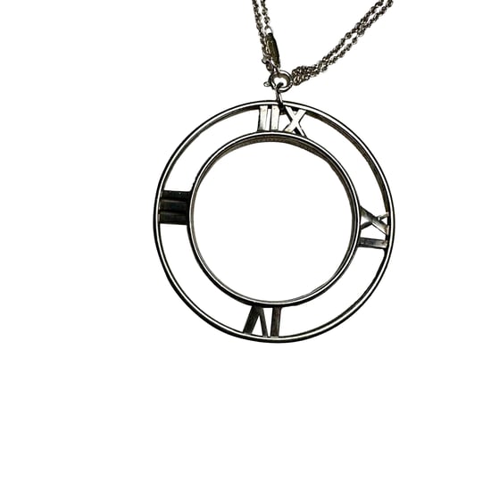 Tiffany & Co. Atlas Romeinse Cijfers Ronde Hanger Ketting in Sterling Zilver Metaal - Image 3