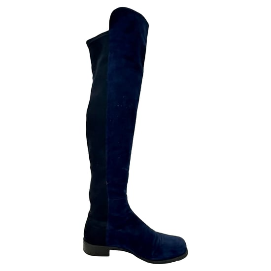 Stuart Weitzman Kniestoks in marineblauw suede - Image 1