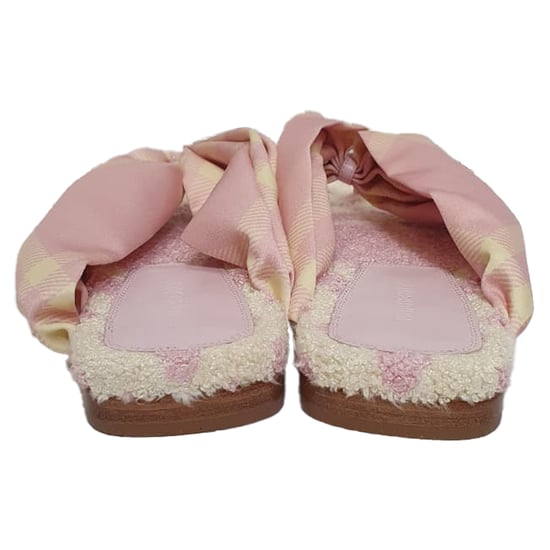 Burberry Geruite Geprinte Open Teen Ballerina's in Roze Katoen - Image 3