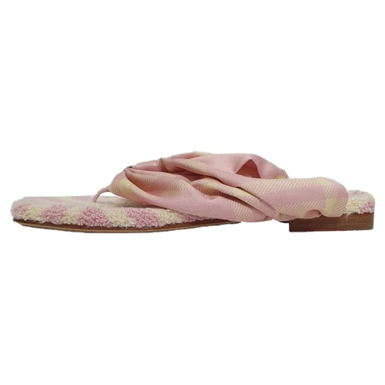 Burberry Geruite Geprinte Open Teen Ballerina's in Roze Katoen - Image 4