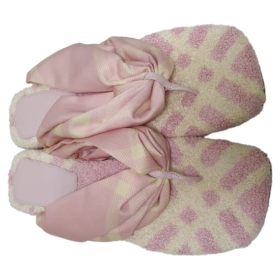 Burberry Geruite Geprinte Open Teen Ballerina's in Roze Katoen - Image 5