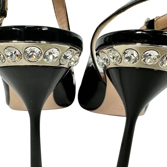 Miu Miu Versierde Slingback Pumps in Zwart Patentleer - Image 4
