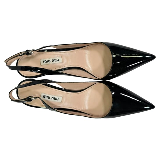 Miu Miu Versierde Slingback Pumps in Zwart Patentleer - Image 6