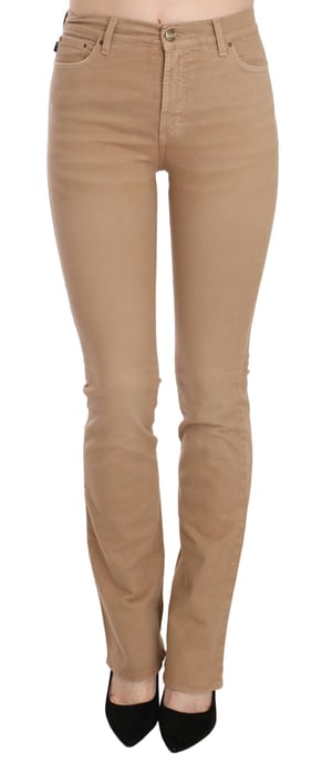 Just Cavalli Bruine Katoenen Stretch Midden Taille Skinny Broek - Image 1