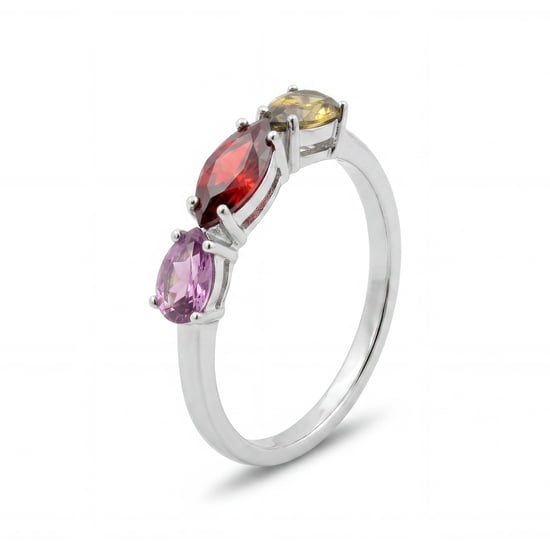Luxenter ring in metaallegering en meerkleurige zirkonia afgewerkt in rhodium - Prazma - Image 1