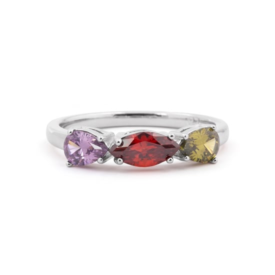Luxenter ring in metaallegering en meerkleurige zirkonia afgewerkt in rhodium - Prazma - Image 6
