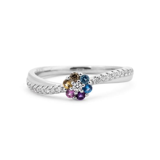 Luxenter ring in metaallegering en meerkleurige zirkonia rhodiumafwerking - Zetrana - Image 6