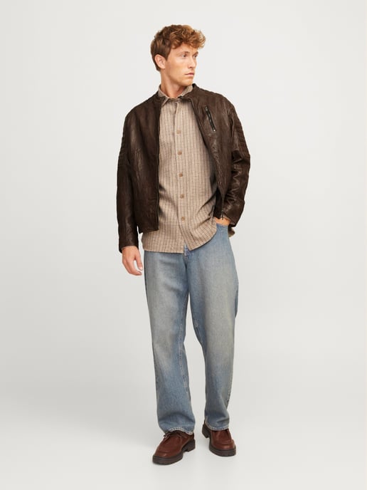 Jack & Jones Jas zomer Richard Leather Jacket Bruin - Image 4