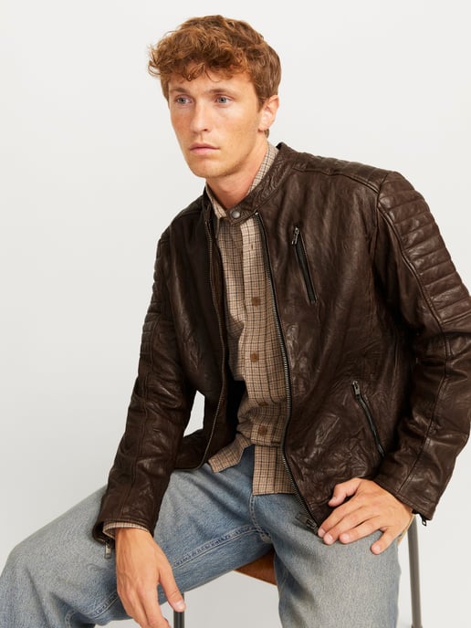 Jack & Jones Jas zomer Richard Leather Jacket Bruin - Image 5
