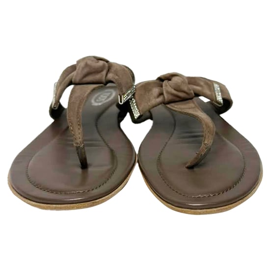 Tod's teenslippers met strikaccent in bruin suède - Image 2