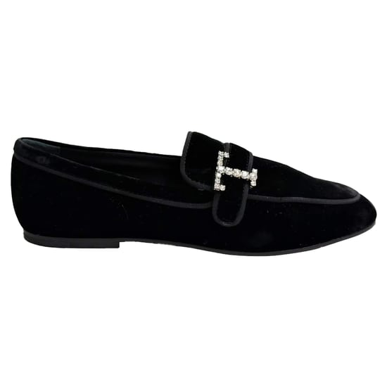Tod's loafers met kristallen versiering in zwart fluweel - Image 1