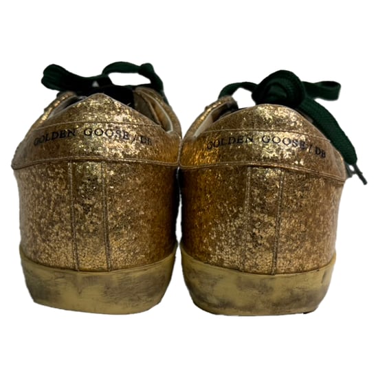 Golden Goose Super Star lage sneakers in metallic goudkleurige glitter. - Image 3