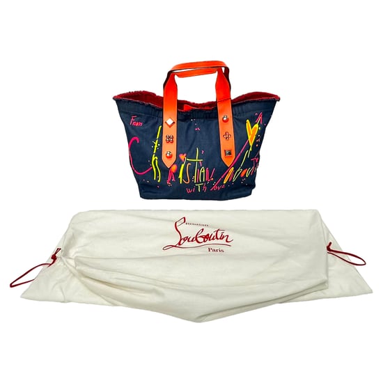 Christian Louboutin Frangibus draagtas in marineblauwe denim - Image 6
