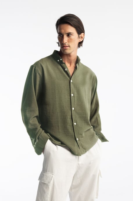 Overmaatse Knoopsluiting Lange Mouwen Shirt - Image 2