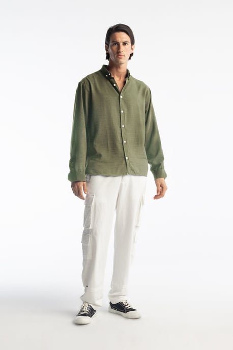 Overmaatse Knoopsluiting Lange Mouwen Shirt - Image 3