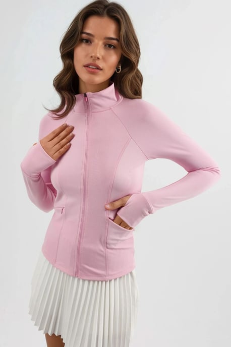 Fitted Knitted Turtleneck Active Top - Image 1
