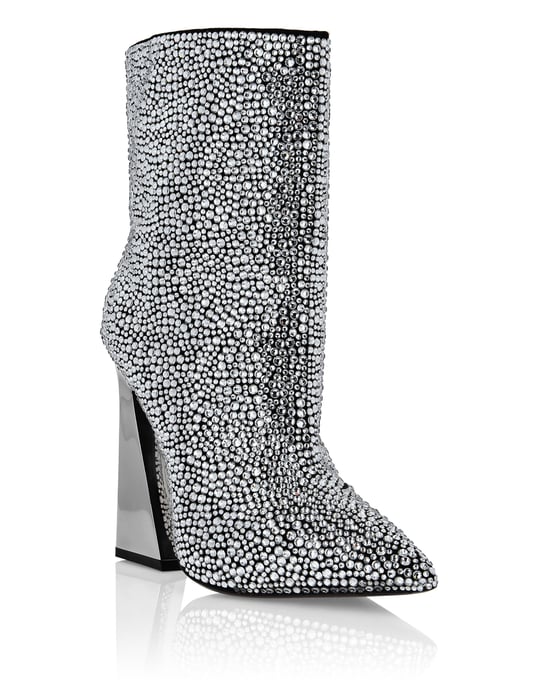 Leather Boots High Heels Mid Stones - Image 1