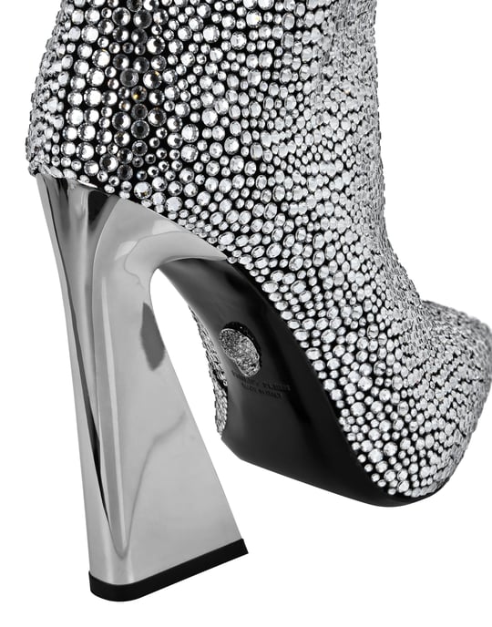 Leather Boots High Heels Mid Stones - Image 2