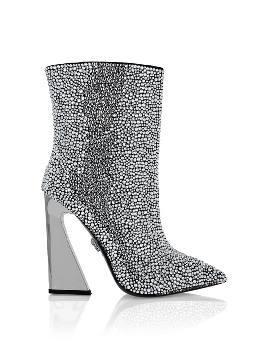 Leather Boots High Heels Mid Stones - Image 3