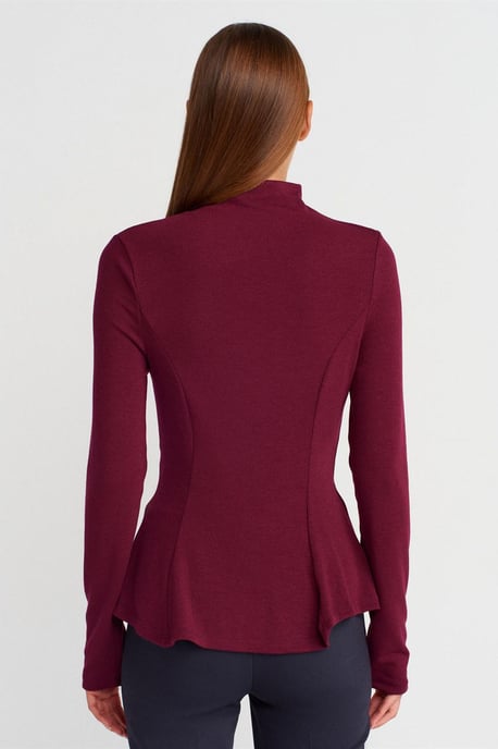 Getailleerde Half-Turtleneck Peplum Blouse - Image 2