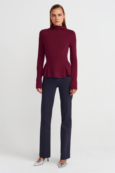 Getailleerde Half-Turtleneck Peplum Blouse - Image 4
