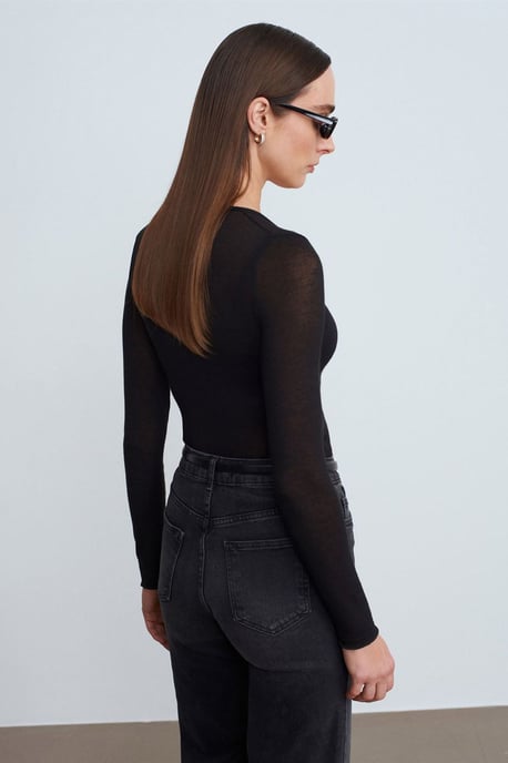 Slim Fit V-hals Lange Mouw Top - Image 2