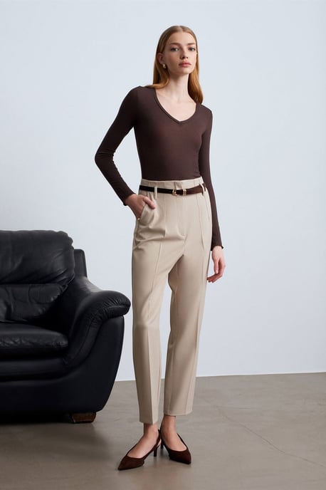 Slim Fit V-hals Lange Mouw Top - Image 4