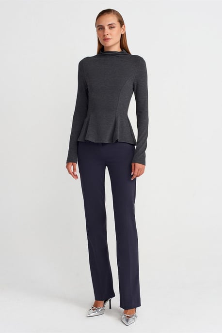 Aansluitend Halfgolf Turtleneck Peplum Blouse - Image 4