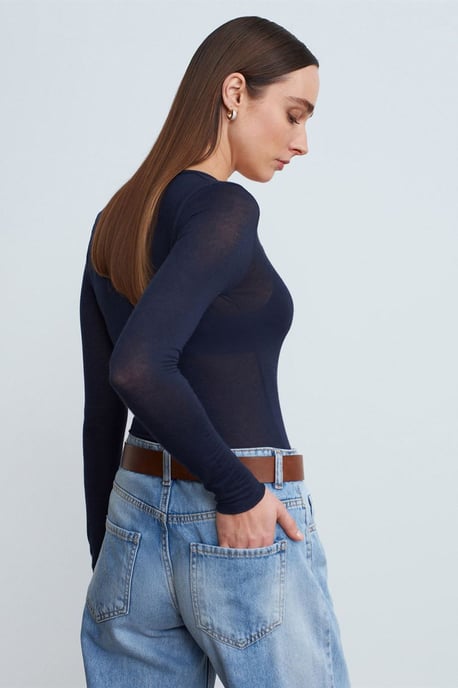 Slim Fit V-hals Lange Mouw Top - Image 2