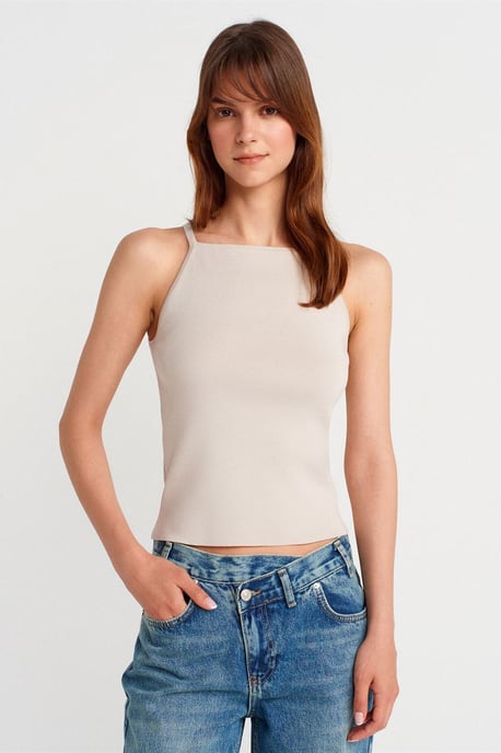 Slim Fit Halter Gebreide Blouse met Strikdetail - Image 1