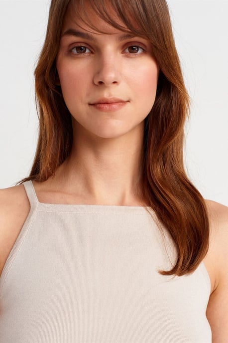 Slim Fit Halter Gebreide Blouse met Strikdetail - Image 3