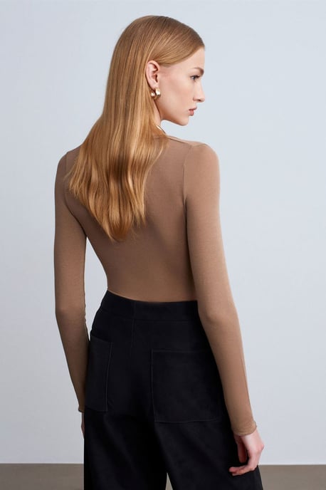 Slim Fit V-hals Lange Mouw Top - Image 2