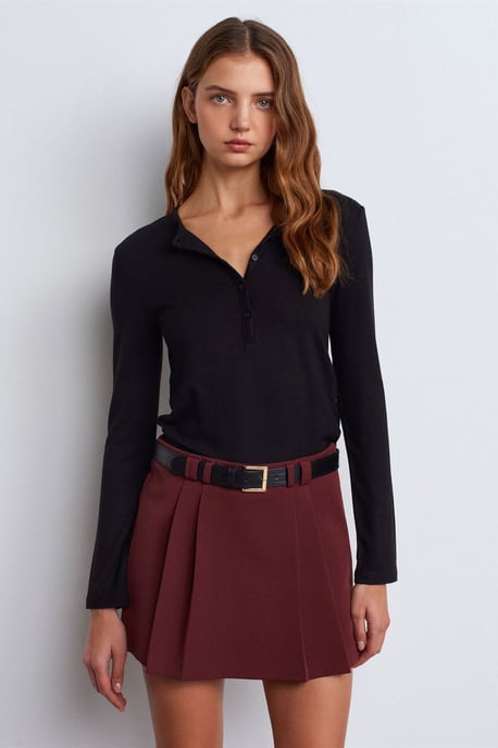 Slim Fit V-hals Knopen Blouse - Image 1