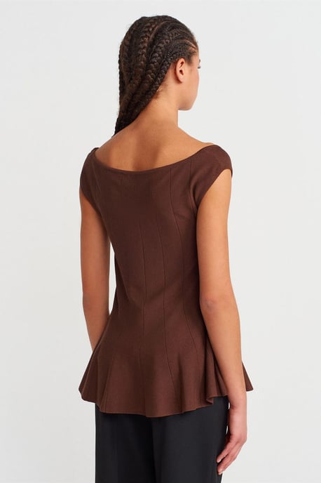 Aansluitend Geribbelde Peplum Blouse - Image 2