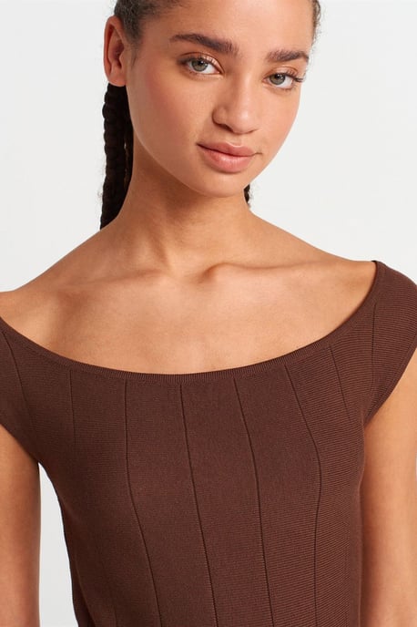 Aansluitend Geribbelde Peplum Blouse - Image 3