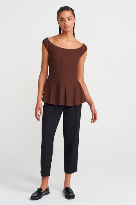 Aansluitend Geribbelde Peplum Blouse - Image 4