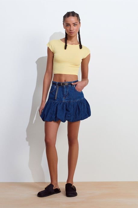 Slim Fit Crop Jersey Blouse - Image 2