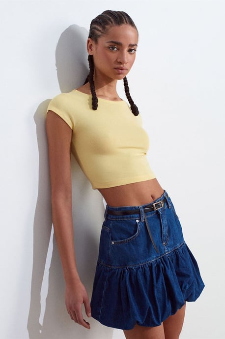 Slim Fit Crop Jersey Blouse - Image 4