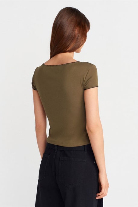 Dames Katoenen Crop Blouse met Volants - Image 2