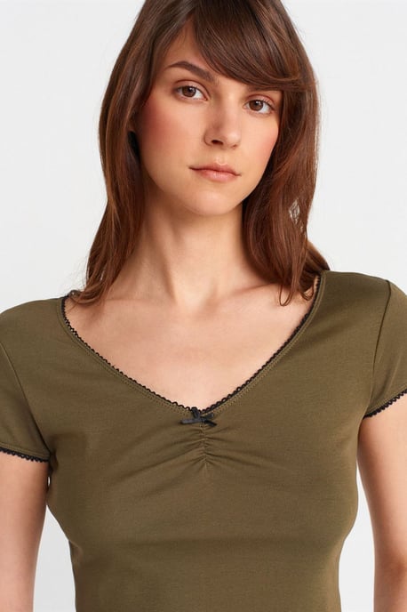 Dames Katoenen Crop Blouse met Volants - Image 3