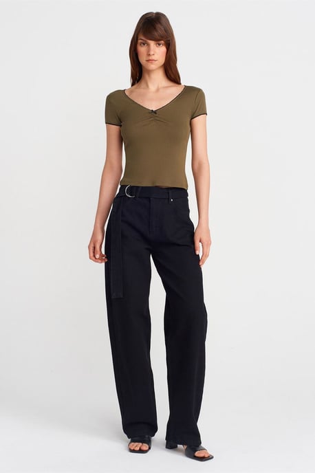 Dames Katoenen Crop Blouse met Volants - Image 4