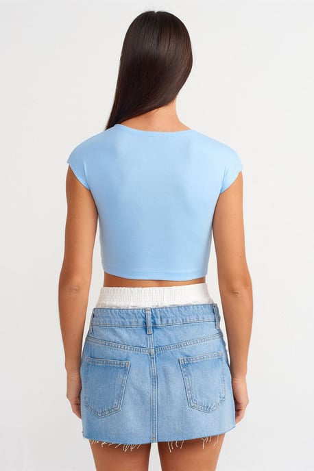Slim Fit Crop Jersey Blouse - Image 2