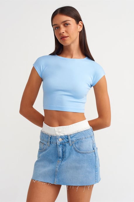 Slim Fit Crop Jersey Blouse - Image 4