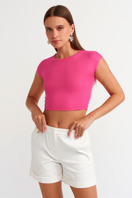 Slim Fit Crop Jersey Blouse - Image 1