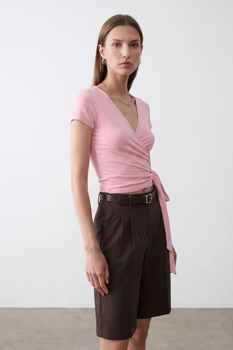 Crop Wrap Blouse met Strikdetail - Image 2
