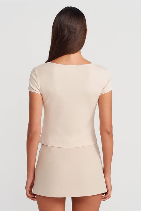 Dames Katoenen Crop Blouse met Ruffles Trim - Image 2