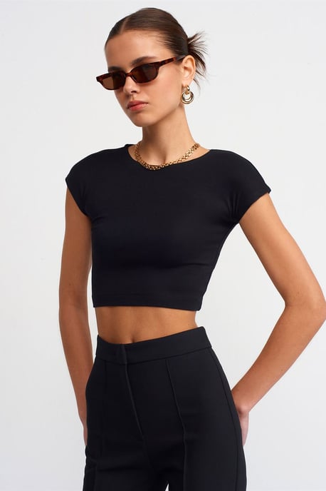Strakke Crop Jersey Blouse - Image 1