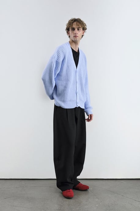 Oversized Geribbelde V-hals Cardigan - Image 2